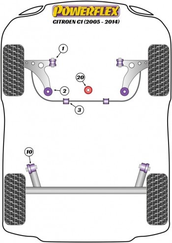 Silentblock trasero del trapecio delantero para Citroen C1 (PFF12-702) 2ud