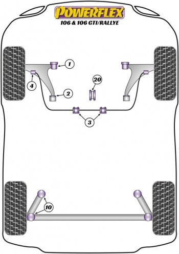 Silentblock de la barra estabilizadora delantera (Interior) 22 mm para Peugeot 106 (PFF12-105) 2ud