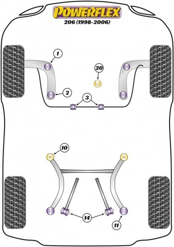 Silentblock del soporte del motor trasero inferior para Peugeot 206 (PFF50-306) 1ud