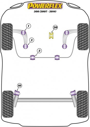 Silentblock de la barra estabilizadora delantera 24.5 mm  para Peugeot 308 (PFF50-603-24.5) 2ud