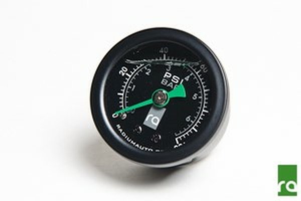 Medidor de presión de combustible con adaptador ORB 8AN, 90 grados (20-0386)